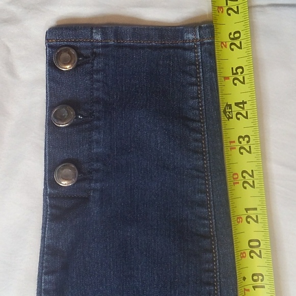 Ann Taylor LOFT High Waist Stretch Denim Blue Jeans Button Accents 26/2 - Picture 4 of 8